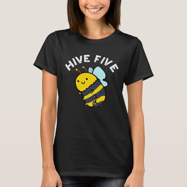 Fünf lustige High Five Been Pun Dark BG T-Shirt (Vorderseite)