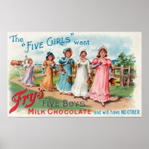 Fünf Mädchen Wollte Fry's Five Boys Milk Chocolate Poster