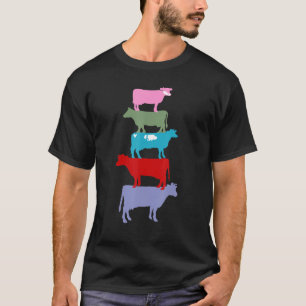 Fünf Milchkühe übereinander Farbige T-Shirt