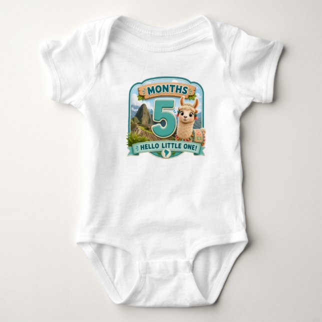 Fünf Monate kleine Abenteuer Meilenstein Baby Strampler (Vorderseite)