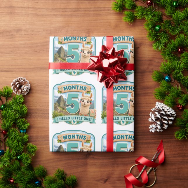 Fünf Monate kleine Abenteuer Meilenstein Geschenkpapier (Feiertagsgeschenk)