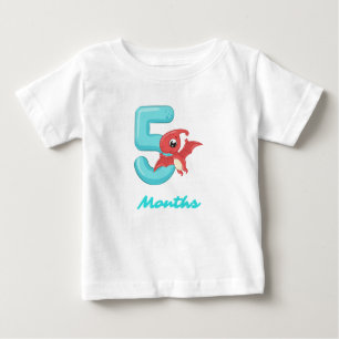 Fünf Monate niedlicher Dinosaurier Baby T - Shirt