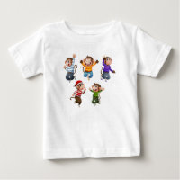 fünf niedliche Affen, die vor Freude springen2