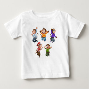 fünf niedliche Affen, die vor Freude springen2 Baby T-shirt