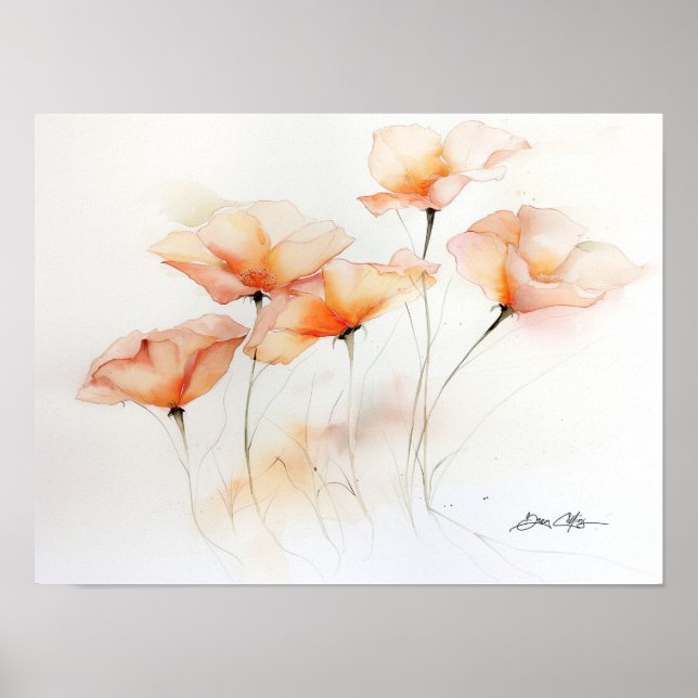 Fünf orange Blüten Poster (Vorne)