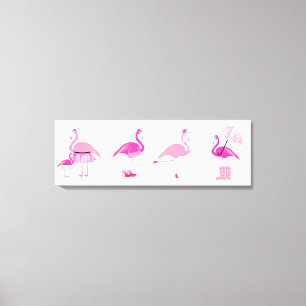 Fünf rosa Flamingos - Wrapped Canvas Leinwanddruck
