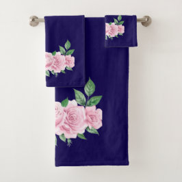 Fünf rosa Rosen Badhandtuch Set