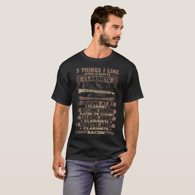 Fünf Sachen, die ich als Clarinet-Musik-Instrument T-Shirt (Vorne ganz)
