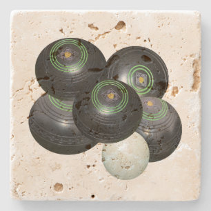 fünf Schachteln mit schwarzem Rasen und Jack, Steinuntersetzer