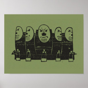 Fünf Schilde mit Gesichtern von Gerrit Willem Dijs Poster