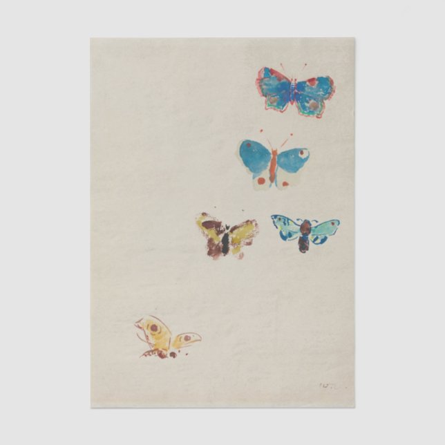 Fünf Schmetterlinge von Odilon Redon Seidenpapier (Vorderseite)