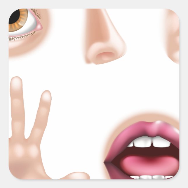 Fünf Sensorteile Quadratischer Aufkleber (Vorderseite)