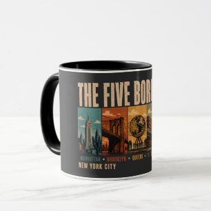 Fünf Stadtbezirke New York City NYC Illustration R Tasse