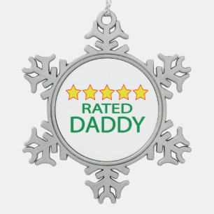 Fünf-Sterne-Papa Schneeflocken Zinn-Ornament
