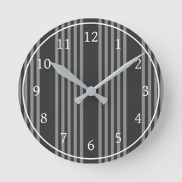 Fünf Streifen, grau und kohlefrei Runde Wanduhr