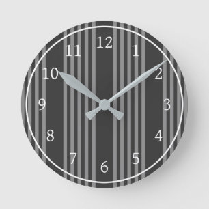 Fünf Streifen, grau und kohlefrei Runde Wanduhr