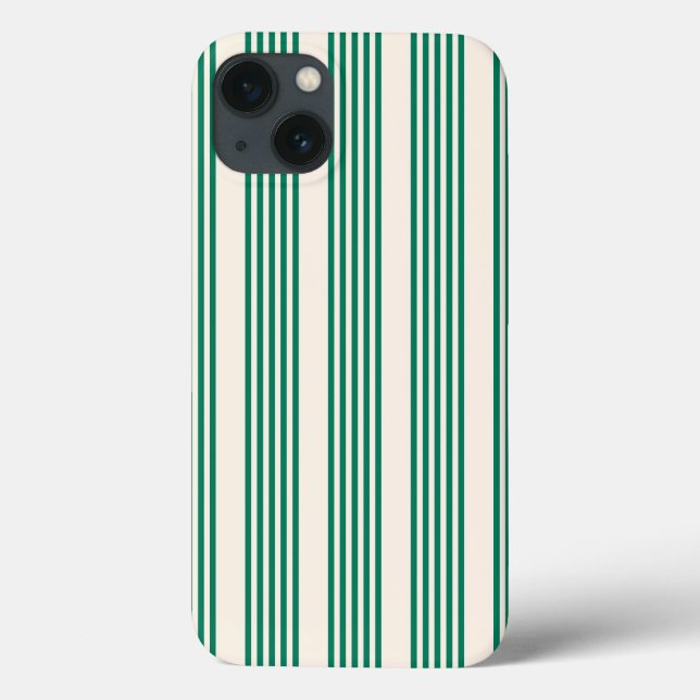 Fünf Streifen, grün und beige Case-Mate iPhone Hülle (Rückseite)