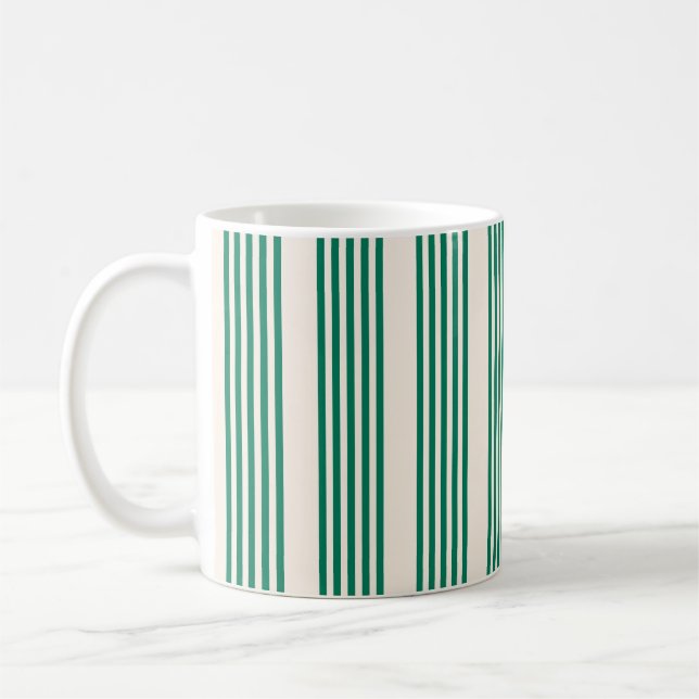 Fünf Streifen, grün und beige Kaffeetasse (Links)