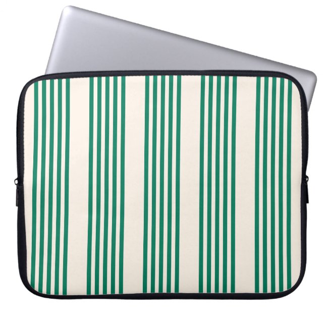 Fünf Streifen, grün und beige Laptopschutzhülle (Vorderseite)