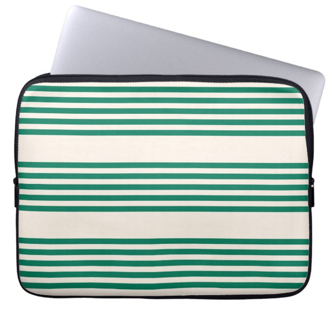 Fünf Streifen, grün und beige Laptopschutzhülle (Vorderseite)