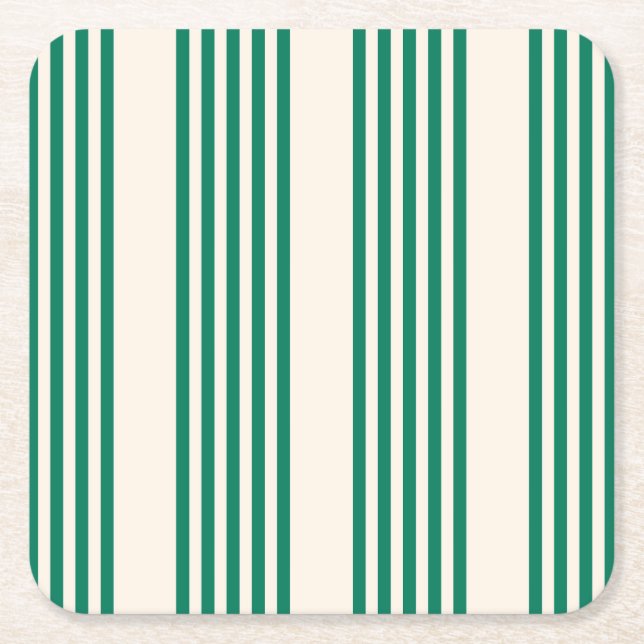 Fünf Streifen, grün und beige Rechteckiger Pappuntersetzer (Vorderseite)