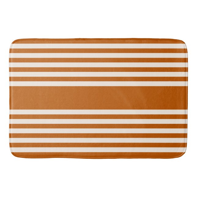 Fünf Streifen in Beige und Orange Badematte (Vorderseite)