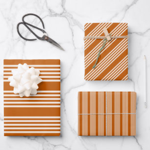 Fünf Streifen in Beige und Orange Geschenkpapier Set
