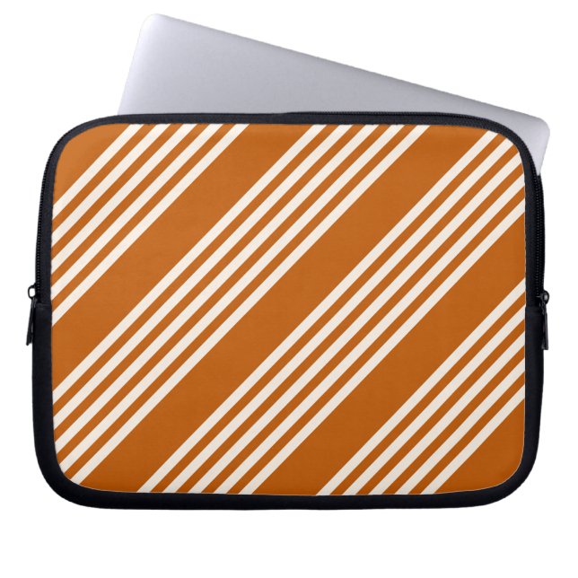 Fünf Streifen in Beige und Orange Laptopschutzhülle (Vorderseite)