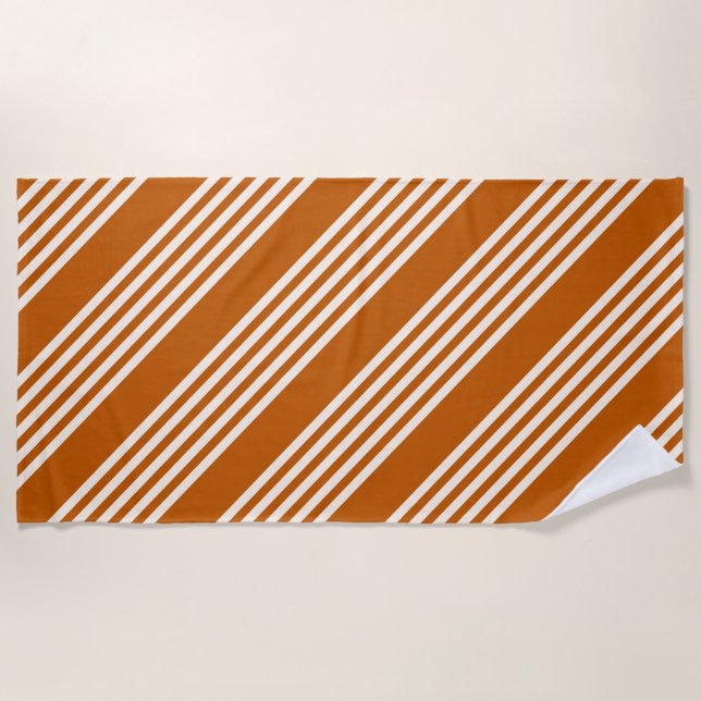 Fünf Streifen in Beige und Orange Strandtuch (Vorderseite)
