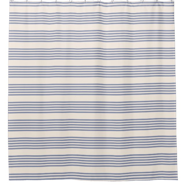 Fünf Streifen in Blau und Beige Duschvorhang (Vorderseite)