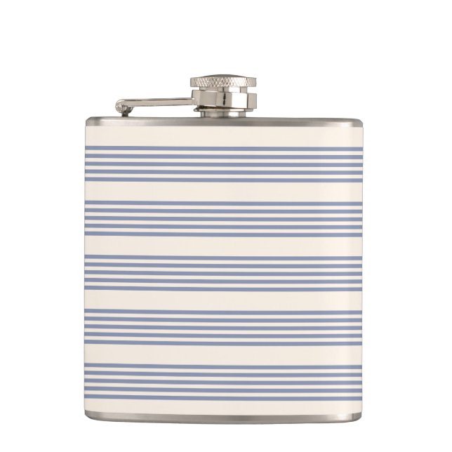 Fünf Streifen in Blau und Beige Flachmann (Vorderseite)