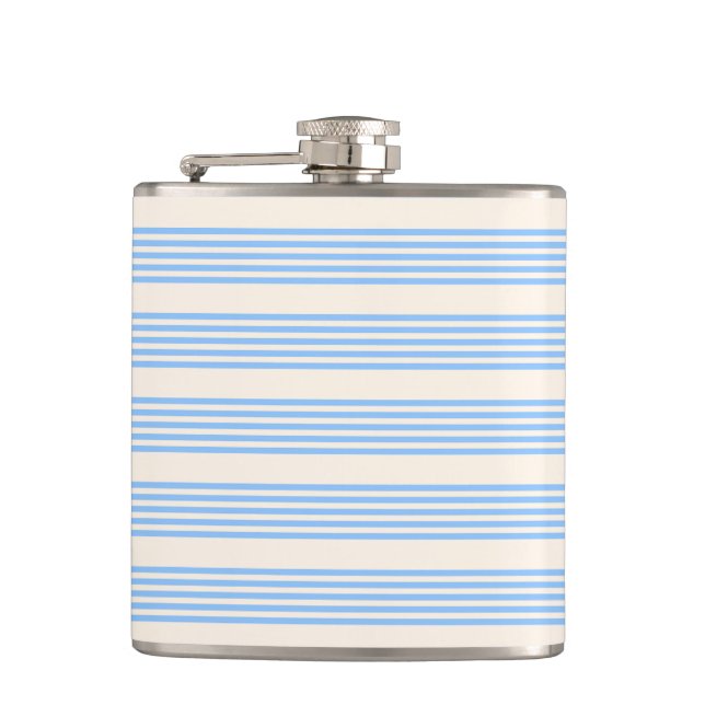 Fünf Streifen in Blau und Beige Flachmann (Vorderseite)