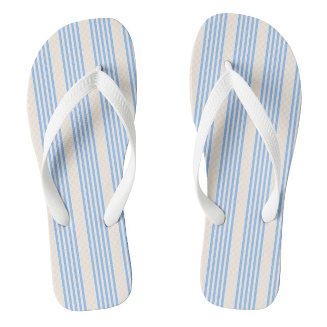 Fünf Streifen in Blau und Beige Flip Flops (Fußbett)