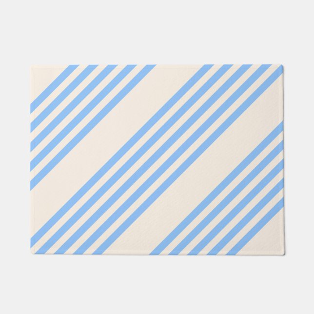 Fünf Streifen in Blau und Beige Fußmatte (Vorderseite)