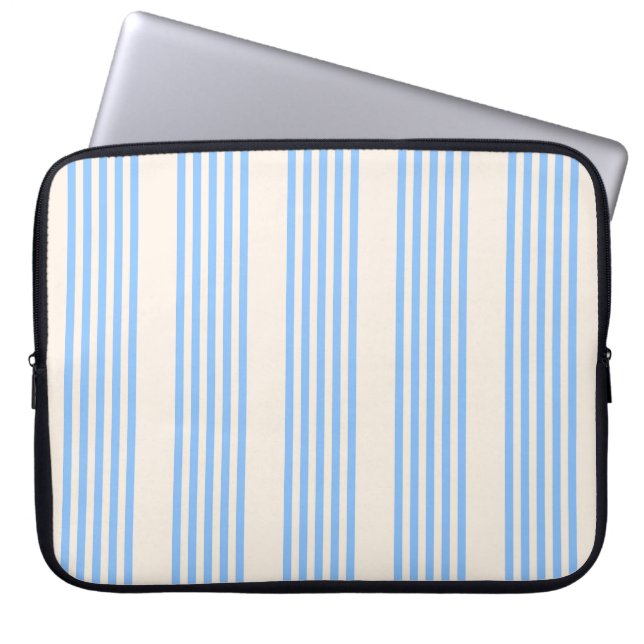 Fünf Streifen in Blau und Beige Laptopschutzhülle (Vorderseite)