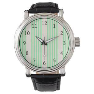 Fünf Streifen in grün und beige Armbanduhr