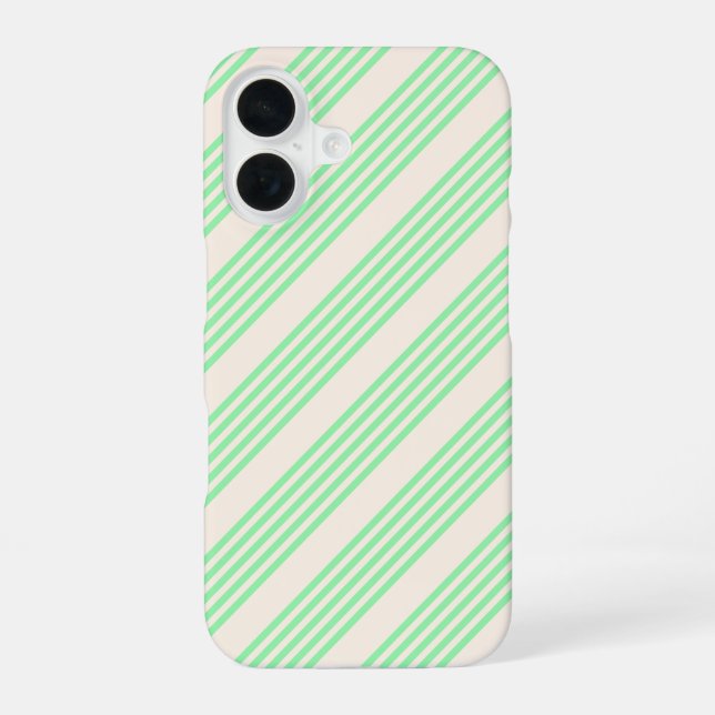Fünf Streifen in grün und beige iPhone 16 Hülle (Rückseite)