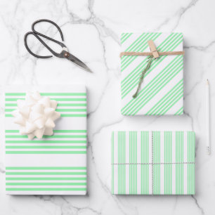 Fünf Streifen in grün und weiß Geschenkpapier Set