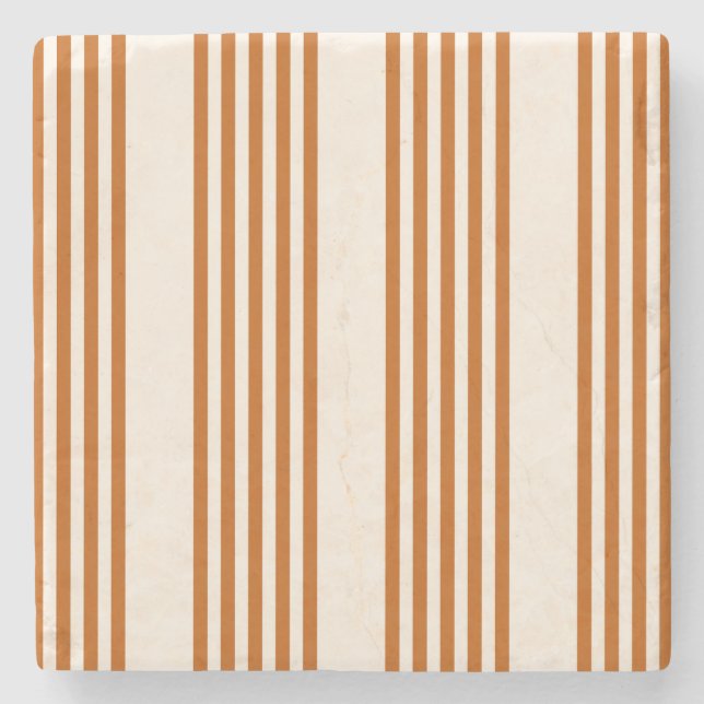 Fünf Streifen in Orange und Beige Steinuntersetzer (Vorderseite)