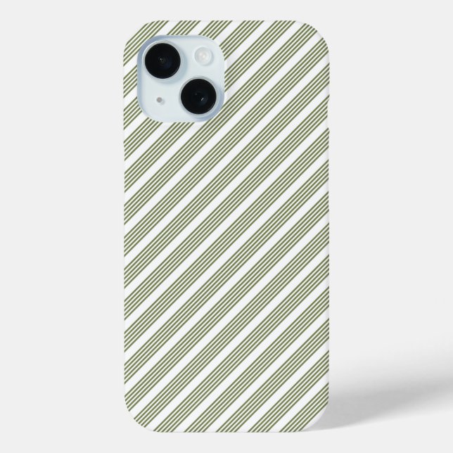 Fünf-Streifen-Muster für Olivgrün und Weiß Case-Mate iPhone Hülle (Rückseite)