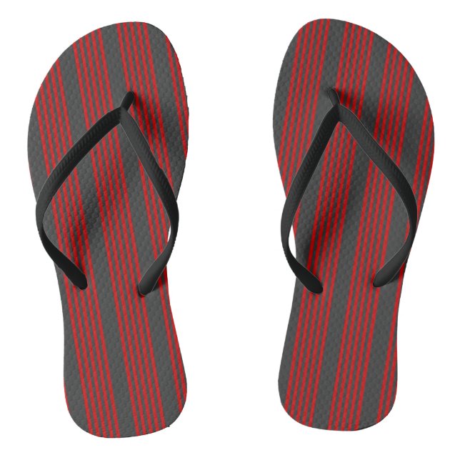Fünf Streifen, rot und kohlefrei Flip Flops (Fußbett)