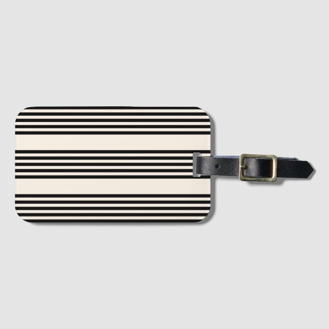 Fünf Streifen schwarz und beige Gepäckanhänger (Vorderseite (Horizontal))