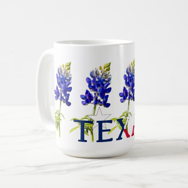 Fünf Texas Bluebonnet Blume Tasse (Vorderseite Links)
