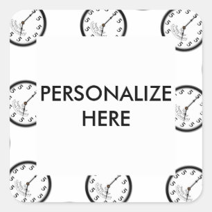 FÜNF UHR-UHR QUADRATISCHER AUFKLEBER