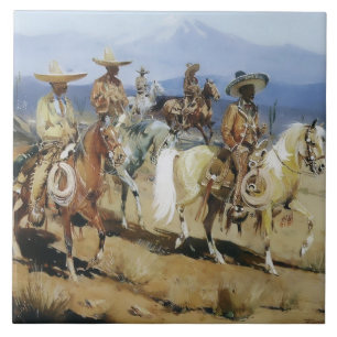 Fünf Vaqueros auf Pferden von Edward Borein Fliese