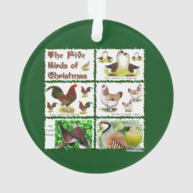 Fünf Vögel zu Weihnachten Ornament (Rückseite)