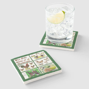 Fünf Vögel zu Weihnachten Steinuntersetzer