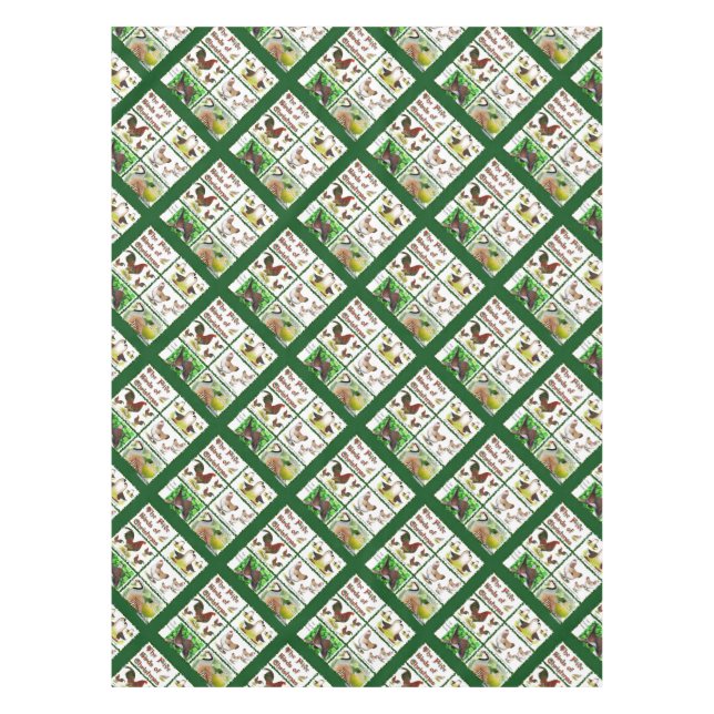 Fünf Vögel zu Weihnachten Tischdecke (Vorderseite)