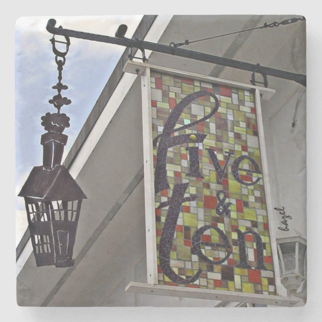 Fünf & Zehn, Athen, Georgien, Marmorstein Unterset Steinuntersetzer (Vorderseite)