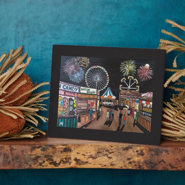 Funfair at Night Painting by Alfred Fox Fotoplatte (Seite)